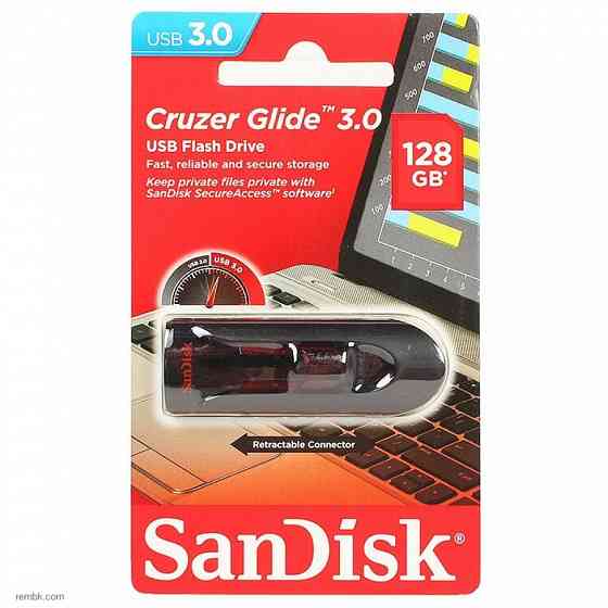 USB Flash Drive 128Gb - SanDisk Cruzer Glide 3.0 Black SDCZ600-128G-G35 |Гарантия Донецк