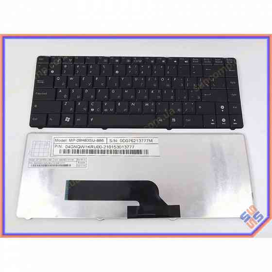 Клавиатура ноутбука Asus K40, F82, P80, P81, X8 Series/ Плоский Enter/ Черная, без рамки/ PN: V090462AS1, 55JM0005 |Гарантия Донецк