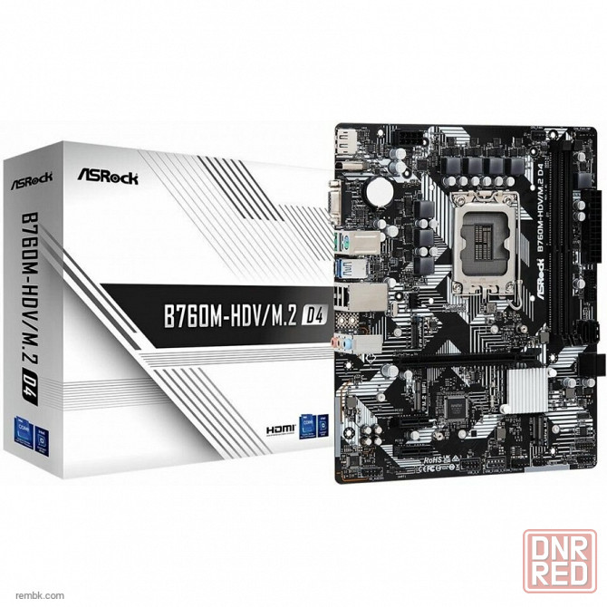 Материнская плата asrock b760m-hdv/m.2 d4, rtl lga1700 в макеевке днр | Гарантия Донецк - изображение 1