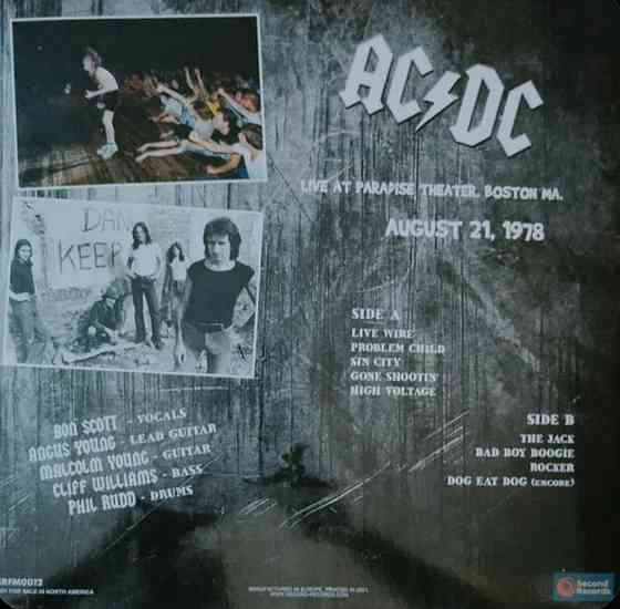 Виниловая пластинка LP "AC/DC"- "Live At Paradise Theatr, Boston MA.1978 Донецк