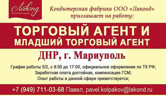 Торговый представитель (+ стажер) г. Мариуполь Мариуполь