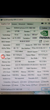 Видеокарта Asus GTX1060 3Gb GDDR5 Макеевка