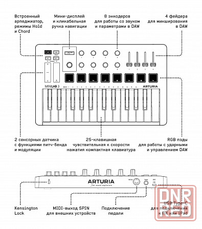 MIDI-клавиатура Arturia MiniLab 3, USB-контроллер Донецк - изображение 5