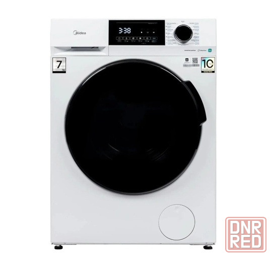 Midea MFC3712BSW40/W Lunar, с фронтальной загрузкой 7кг (белый/черный) Inverter, пар, Wi-Fi Донецк - изображение 1