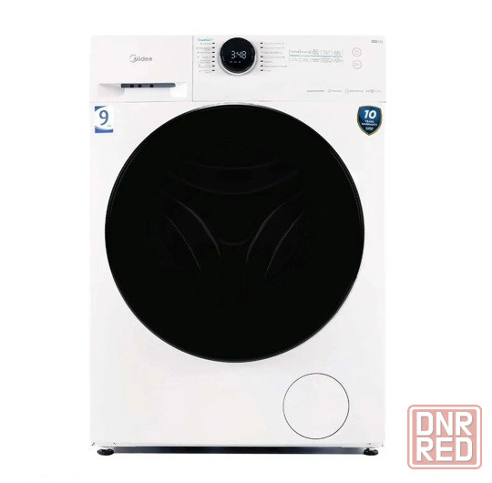Midea MF200W90WBS/W-RU с фронтальной загрузкой 9кг (белый/черный) Inverter, пар, Wi-Fi Макеевка - изображение 1