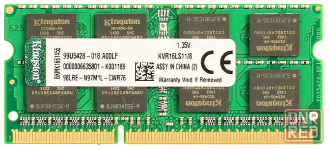 Оперативная память So-Dimm Ddr3l Kingston Valueram 8 гб (1.35v) 1600 мгц Cl11 (Kvr16ls11/8) (арт-552 Макеевка - изображение 1