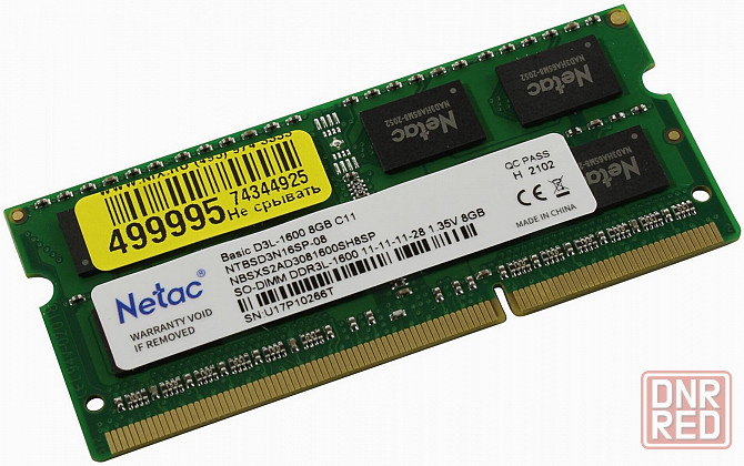 Оперативная память So-Dimm Ddr3l Netac Basics 8гб 1600 мгц Sodimm Cl11 Ntbsd3n16sp-08 (арт-6987) Макеевка - изображение 1