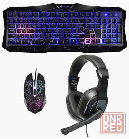 Игровой комплект Oklick Hs-Hkm100g черный 2.2м мониторы оголовье Hs-Hkm100g (арт-2309) Макеевка - изображение 1