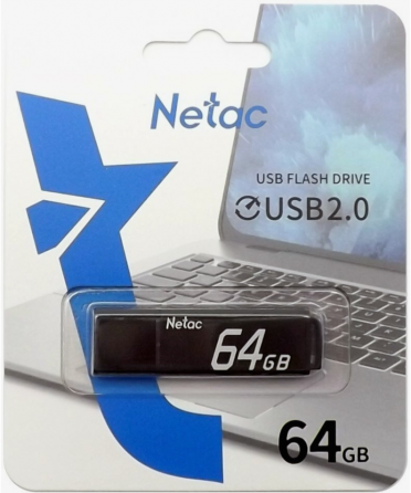 Накопитель Usb 2.0 64гб Netac U351 (Nt03u351n-064g-20bk), черный (арт-5258) Макеевка