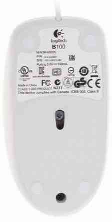 Мышь проводная Logitech B100 910-003360, 800dpi, белый (арт-3788) Макеевка