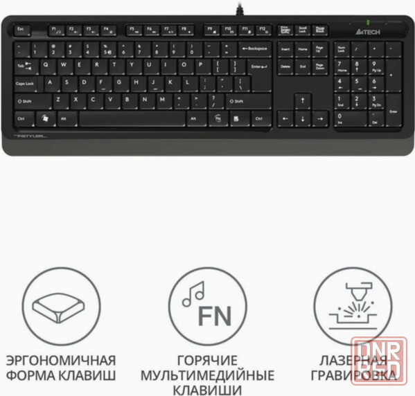 Клавиатура A4tech Fstyler Fk10 черный/серый Usb (арт-6598) Макеевка - изображение 1