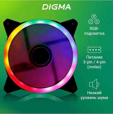 Вентилятор Digma Dfan-Frgb3 120x120x25mm 3-Pin 4-Pin (Molex)23db 135gr Led Ret (арт-8725) Макеевка