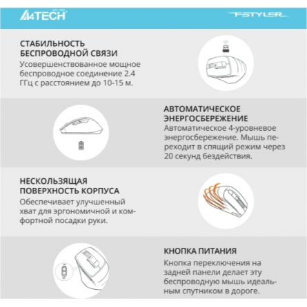Мышь A4tech Fstyler Fg30s, белая (арт-3752) Макеевка