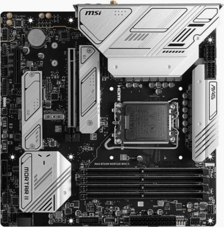 Материнская плата Msi Mag B760m Mortar Wifi Ii Matx Lga1700 4ddr5 Pci-Ex16 Pci-Ex4 3m.2 4sata3 Usb3. Макеевка