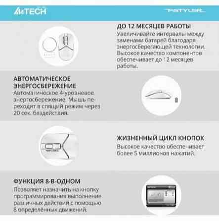 Мышь беспроводная A4tech Fb12 черный (арт-2370) Макеевка