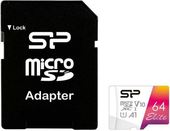 Флеш карта Microsd 64gb Silicon Power Elite A1 Microsdxc Class 10 Uhs-I U3 100 Mb/S (Sd адаптер) (ар Макеевка