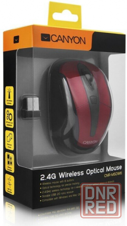 Мышь Canyon Cnr-Msow06r (Jucnrmsow06r) оптический, 1600dpi, черный/красный, беспроводная (арт-1559) Макеевка - изображение 4