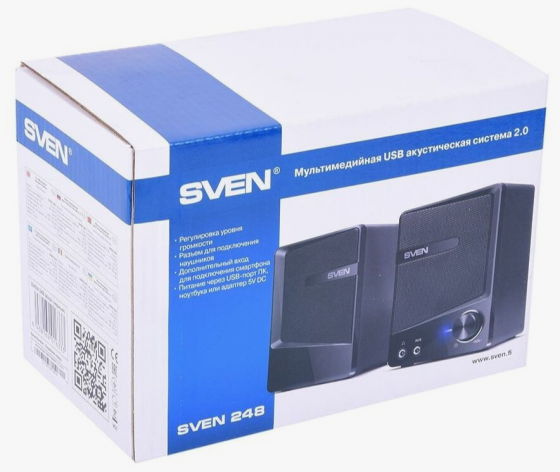Колонки 2.0 Sven 248 чёрный (6w, питание Usb) (Sv-016333) (арт-3448) Донецк