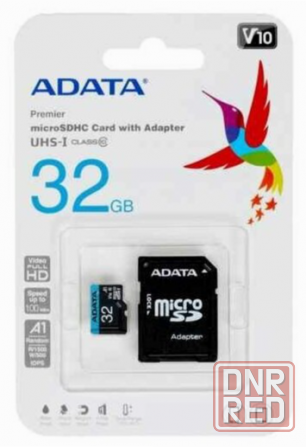 Adata карта памяти 32гб Adata Ausdh32guicl10a1-Ra1 Microsdhc Uhs-I Class10 + адаптер (арт-4892) Донецк - изображение 1