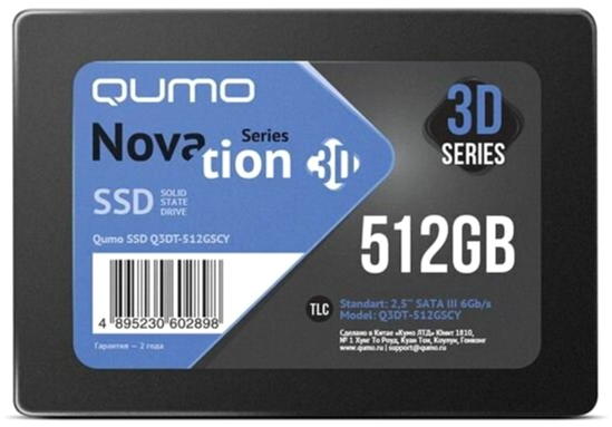 Внутренний Ssd 512gb Qumo Novation Tlc 3d 2.5" (Q3dt-512gsсY) 550/500 Mb/S, Sm2258xt (арт-5917) Донецк