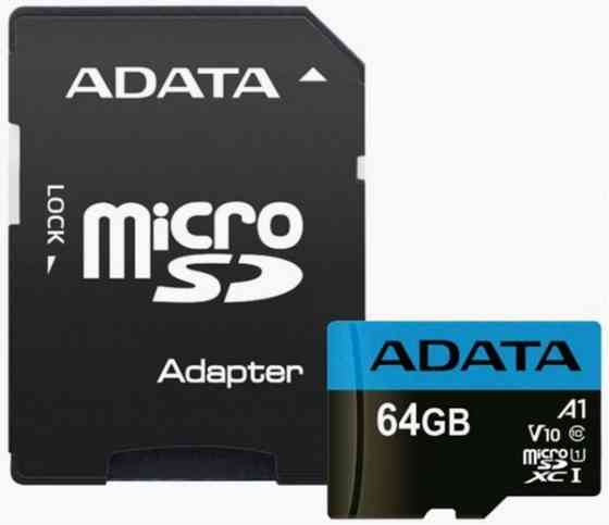 Флеш карта Microsd 64gb A-Data Microsdxc Class 10 Uhs-I A1 100/25 Mb/S (Sd адаптер) (арт-4456) Донецк