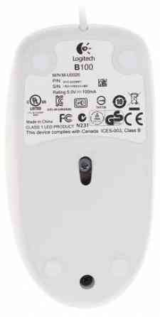 Мышь проводная Logitech B100 910-003360, 800dpi, белый (арт-1068) Донецк