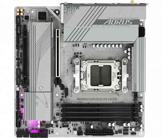 Материнская плата Gigabyte B650m A Elite Ax Ice, Socketam5, Amd B650, Matx (арт-1342) Макеевка