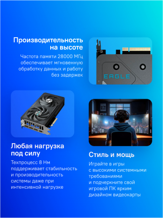 Видеокарта Gigabyte Gv-N5060eagle Oc-8gd 1.0 8гб, Ret (арт-6522) Макеевка