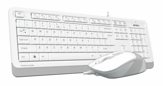 Комплект (клавиатура+мышь) A4tech Fstyler F1010, Usb, проводной, белый и серый [F1010 White] (арт-78 Макеевка