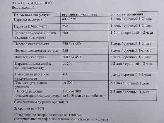 Перевод документов с нотариальным заверением (украинский, все европейские и языки снг) Донецк