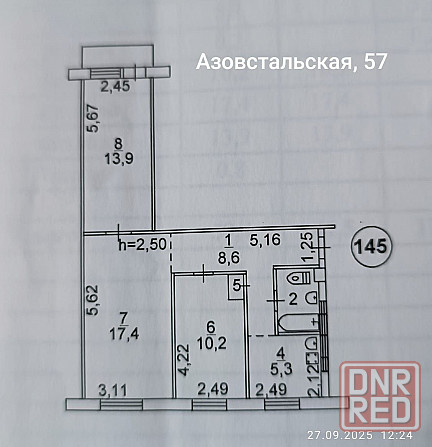 Продаётся 3-к квартира на Левом берегу. Ориентир - 10 школа, утренний рынок Мариуполь - изображение 8
