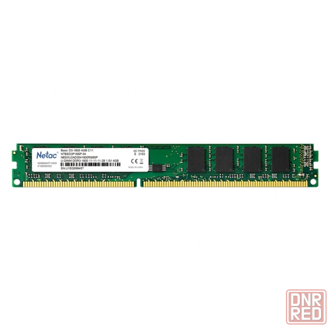 Память Netac 4gb Ddr3 1600mhz Cl11 1.5v / Ntbsd3p16sp-04 (арт-3609) Донецк - изображение 1