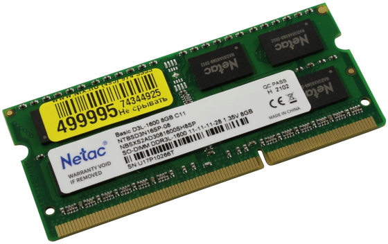 Оперативная память So-Dimm Ddr3l Netac Basics 8гб 1600 мгц Sodimm Cl11 Ntbsd3n16sp-08 (арт-5402) Донецк