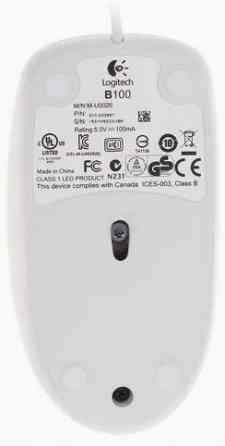 Мышь проводная Logitech B100 910-003360, 800dpi, белый (арт-1397) Донецк