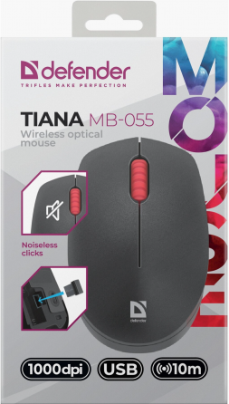 Мышь Defender Tiana Mb-055 1000dpi, черный (52055), беспроводная (арт-3543) Донецк