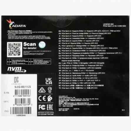 Накопитель Ssd A-Data Pcie 4.0 X4 1tb Legend 900 (Sleg-900-1tcs) M.2 2280 (арт-5248) Донецк
