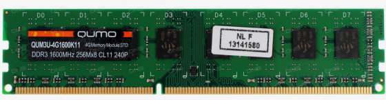 Оперативная память Qumo (Qum3u-4g1600k11) Dimm Ddr3 4 гб - 1 шт, 1600 мгц б/у (арт-3773) Донецк