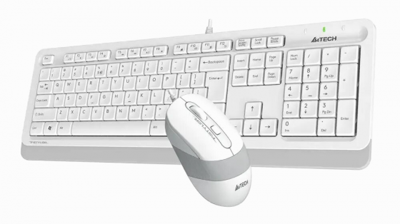 Комплект (клавиатура+мышь) A4tech Fstyler F1010, Usb, проводной, белый и серый [F1010 White] (арт-93 Донецк