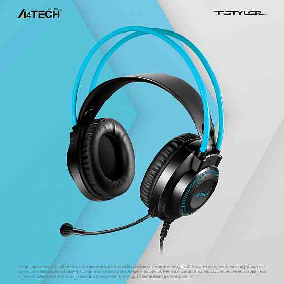 Наушники с микрофоном A4tech Fstyler Fh200i серый/синий 1.8м мониторные (Fh200i Blue) (арт-1758) Донецк