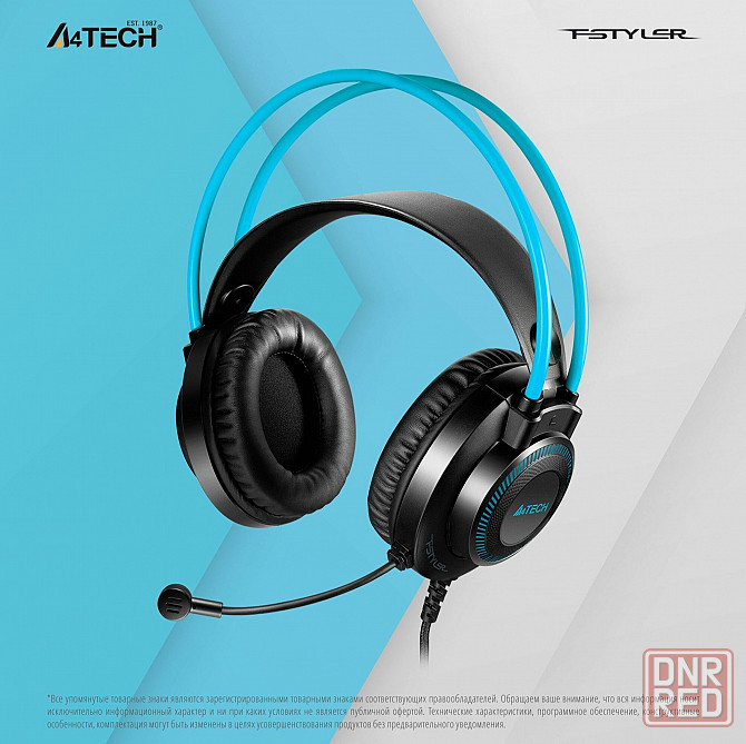 Наушники с микрофоном A4tech Fstyler Fh200i серый/синий 1.8м мониторные (Fh200i Blue) (арт-1758) Донецк - изображение 4