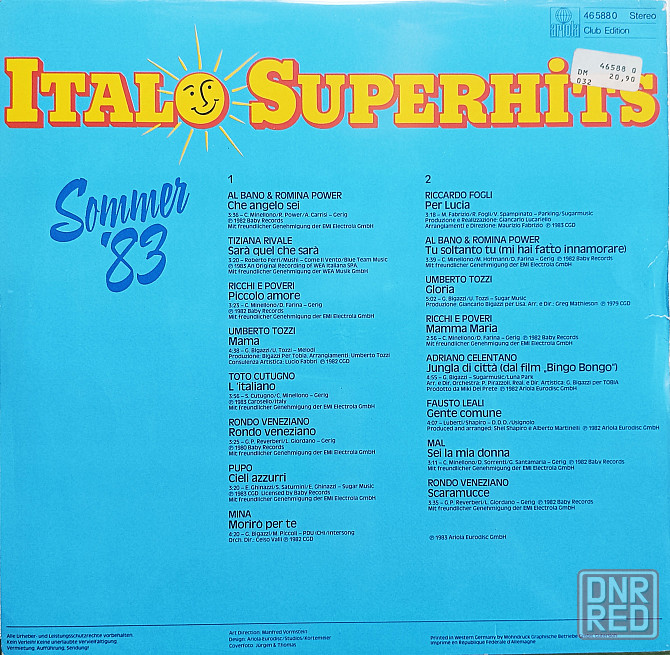 Виниловая пластинка LP "Italo Superhits"-"Sammer 83" Донецк - изображение 2