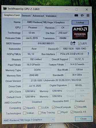 Acer A315 (Ryzen 3 3200U, Vega 3, 540X, 12Gb DDR4, Full HD, SSD 256Gb) Макеевка