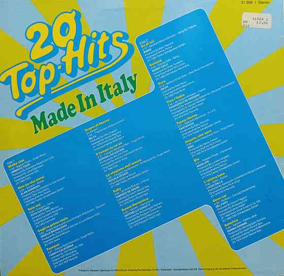 Виниловая пластинка LP "20 Top- Hits"-"Made in Italy" Донецк