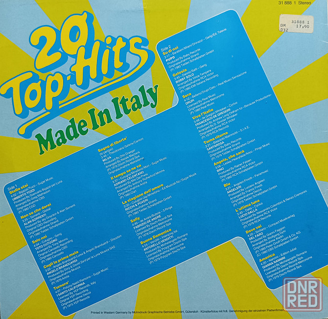 Виниловая пластинка LP "20 Top- Hits"-"Made in Italy" Донецк - изображение 2