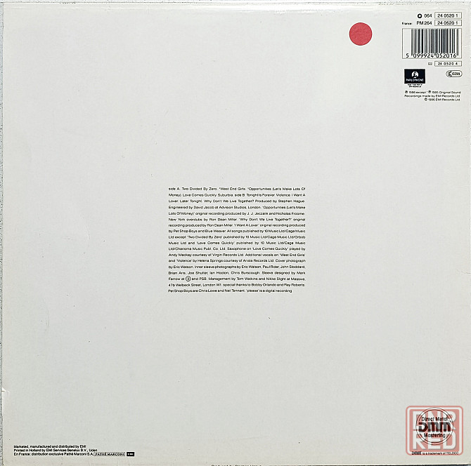 Виниловая пластинка LP "Pet Shop Boys"-"Please" Донецк - изображение 2