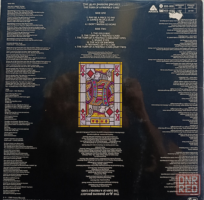 Виниловая пластинка LP "The Alan Parsons Project" -"The Turn Of A Friendly Card" Донецк - изображение 2