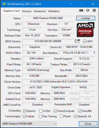 Видеокарта Sapphire RX 590 GME Nitro+ SE Донецк