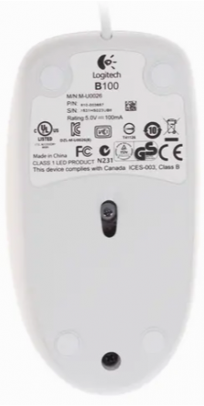 Мышь проводная Logitech B100 910-003360, 800dpi, белый (арт-4872) Макеевка