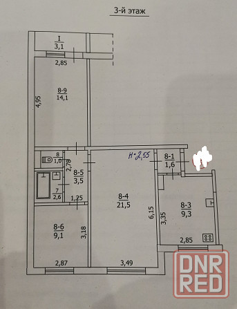 Собственник! Торг! Продажа 3 комн кв (64,3 м2) м-н Зелёный 3 эт. из 9 эт. Макеевка - изображение 1