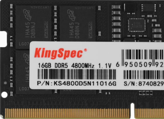 Оперативная память So-Dimm Kingspec Ddr5 16gb 4800mhz Ks4800d5n11016g Rtl Pc5-38400 Cl40 So-Dimm 288 Макеевка